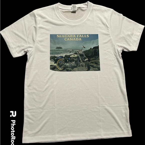Niagara Falls Canada Motorcycle Custom made T-shirt on 100% white polyester Tee - Picture 1 of 2